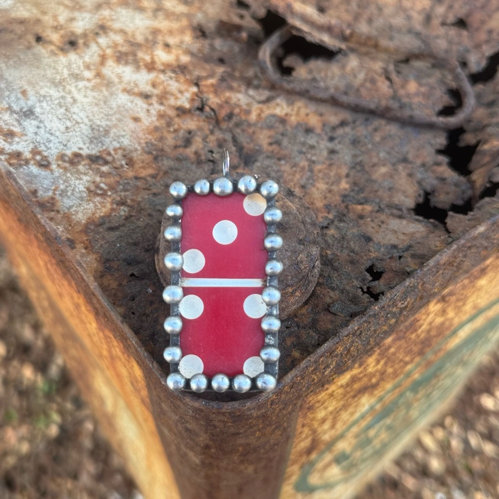 Red lucky number 7 domino Pendant